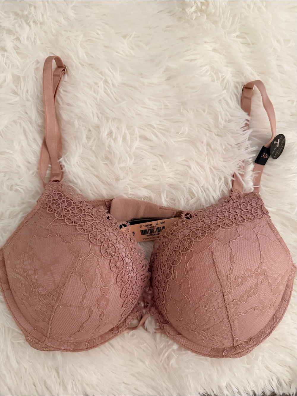 Victoria's Secret Bombshell Dusty Rose Lace Bra 32C
